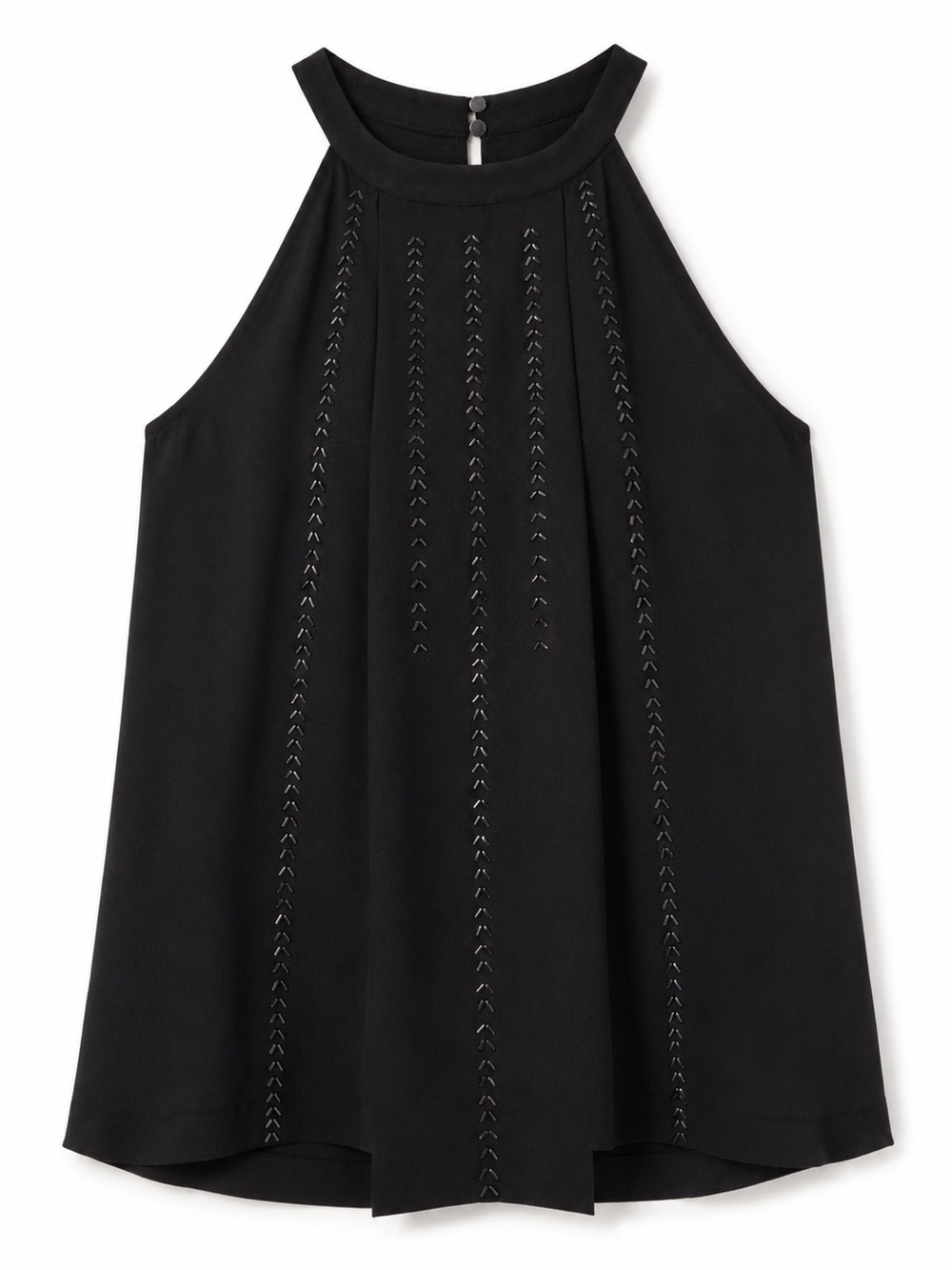 Paper Crane Black Embellished Halter Tank Top Size Large
